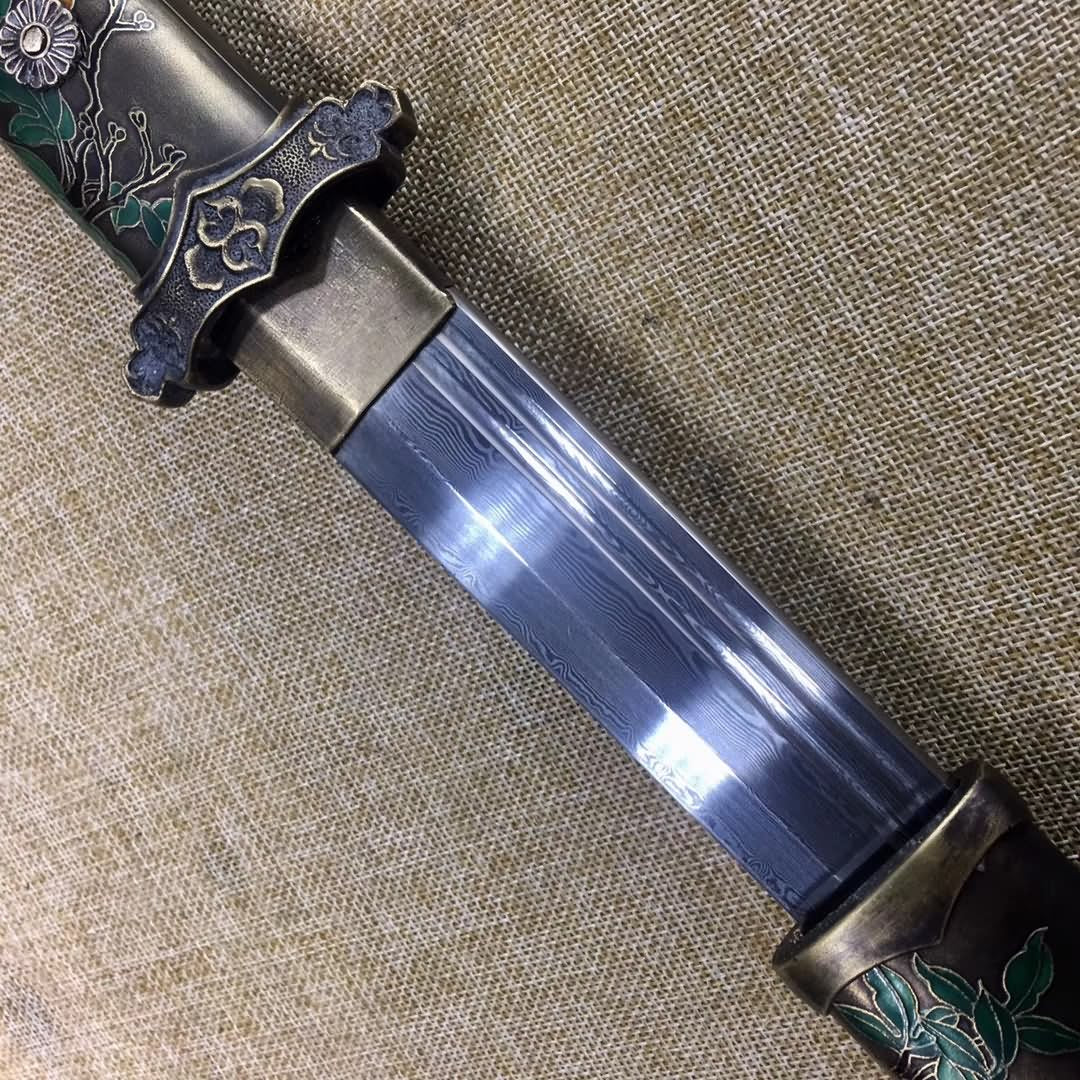 Tang dao sword,Hand forged(Damascus steel blade,Brass scabbard)Full tang - Chinese sword shop
