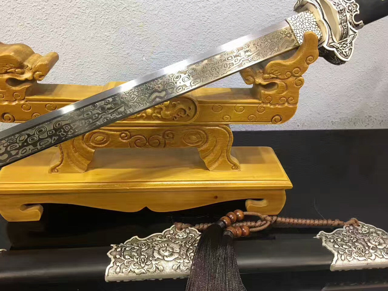 Tang sword,High carbon steel etching blade,Black scabbard,Alloy fittings - Chinese sword shop