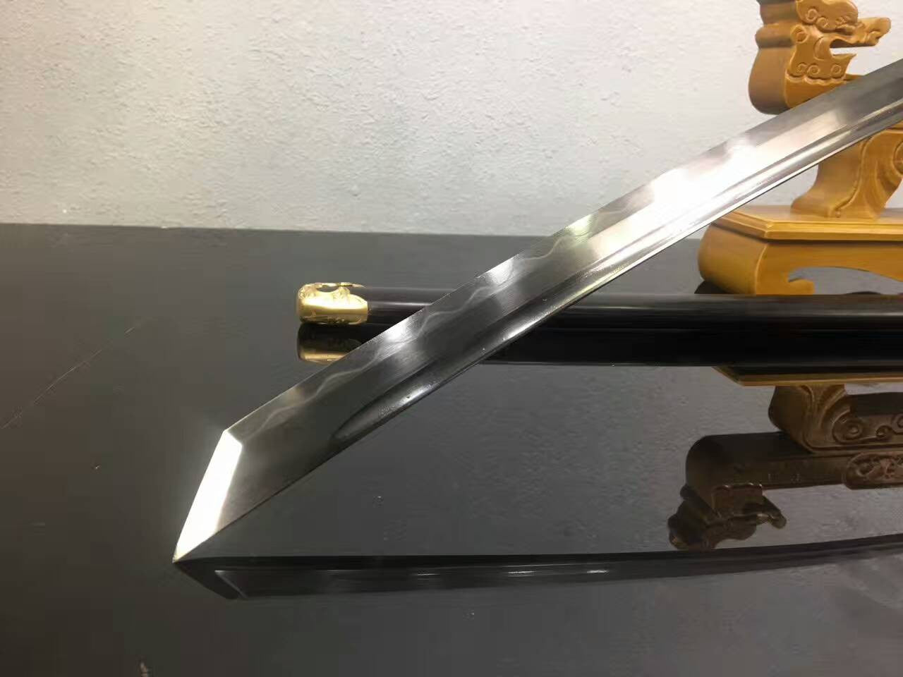 Tang dao(High carbon steel blade,Ebony scabbard,Brass,Fish handle)Full tang - Chinese sword shop
