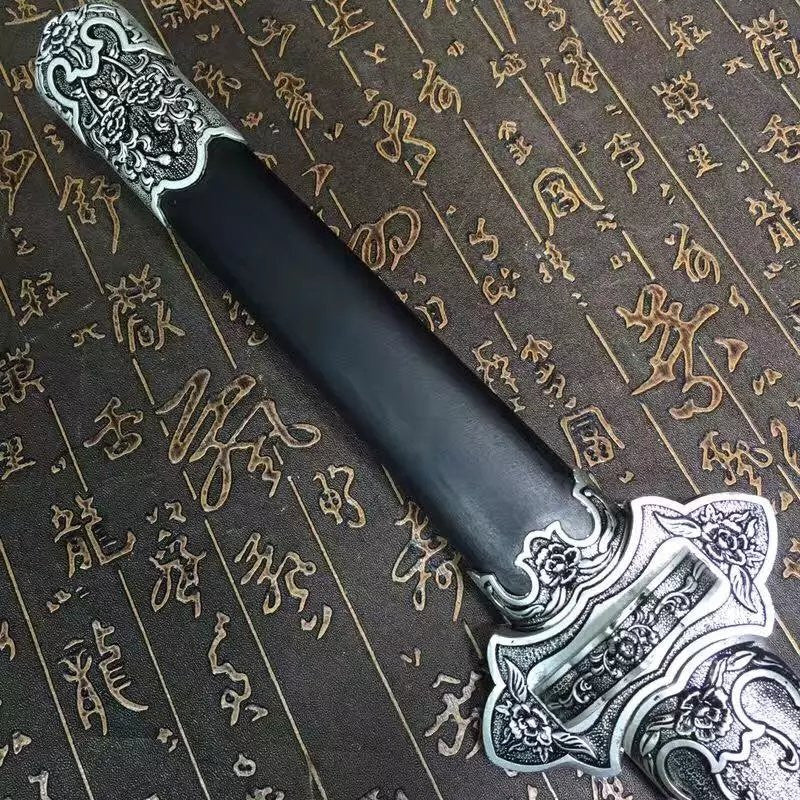 Tang sword,High carbon steel blue blade,Black scabbard,Alloy fitting - Chinese sword shop