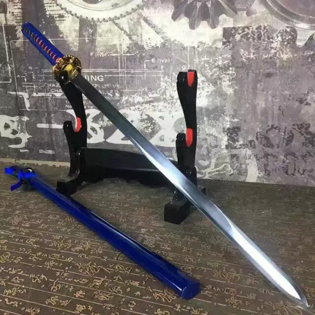 Ninja sword,High carbon steel blade,Blue paint scabbard,Alloy fitting - Chinese sword shop