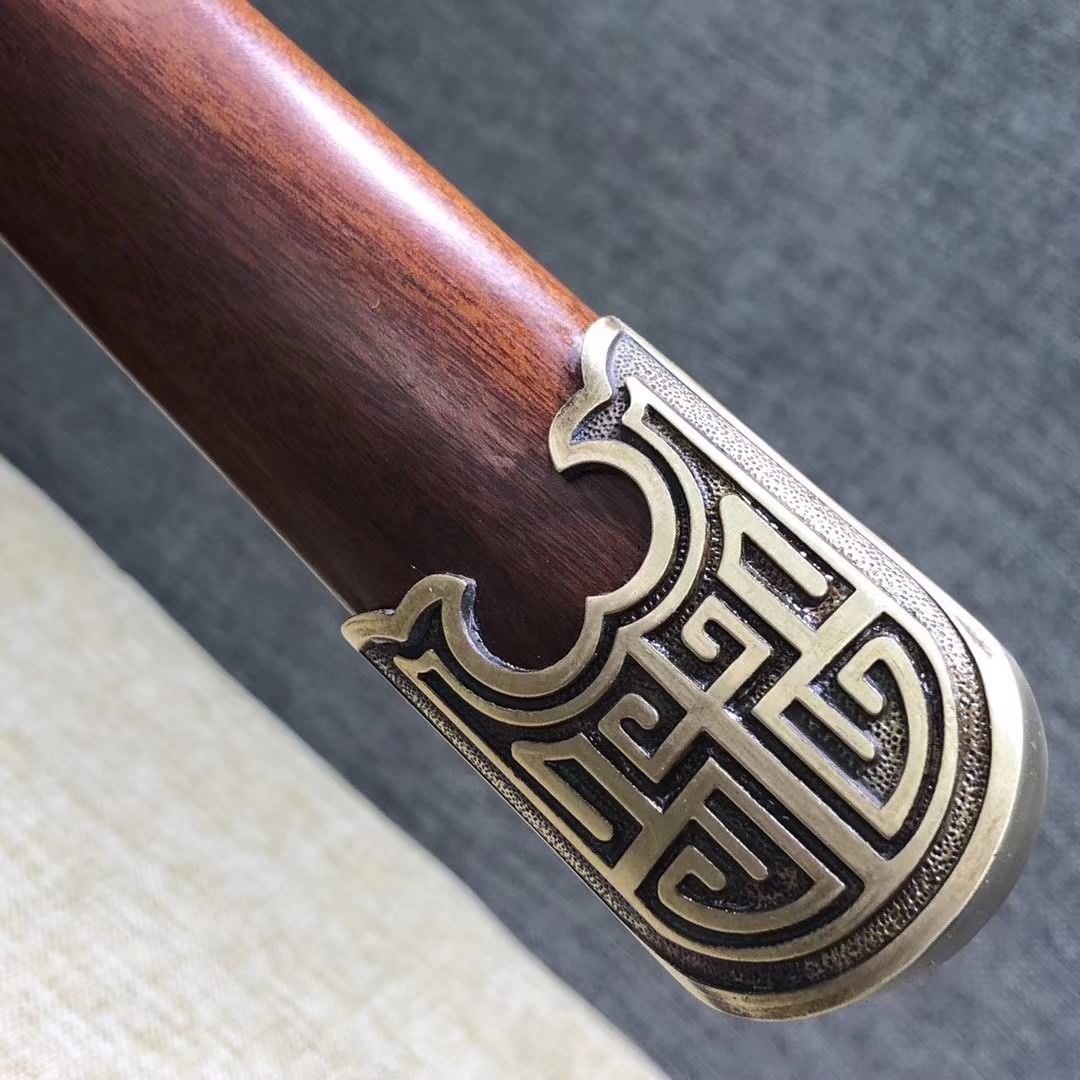 Tang jian sword,Damascus steel blade,Brass fittings,Rosewood scabbard - Chinese sword shop