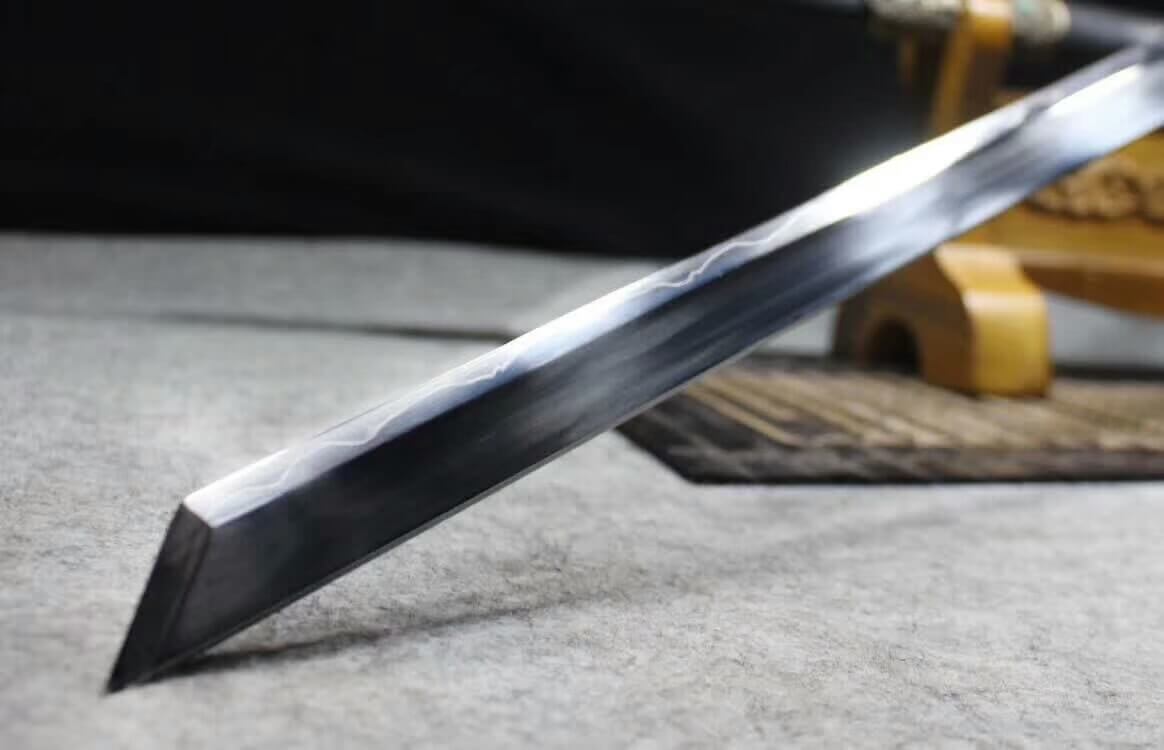 Tang sword(High carbon steel burn blade,Black scabbard,Alloy fitted)Length 41 " - Chinese sword shop