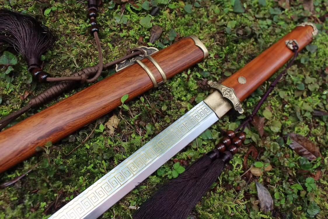 Tang dao sword,High carbon steel etch blade,Brass fittings,Full tang - Chinese sword shop