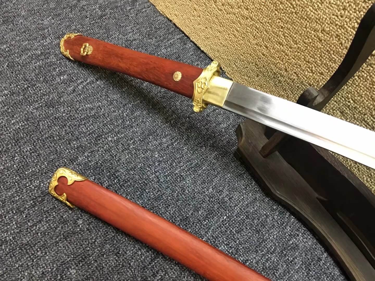 Bending Tang dao/T10 High Carbon Steel/Redwood scabbard/Brass fittings - Chinese sword shop