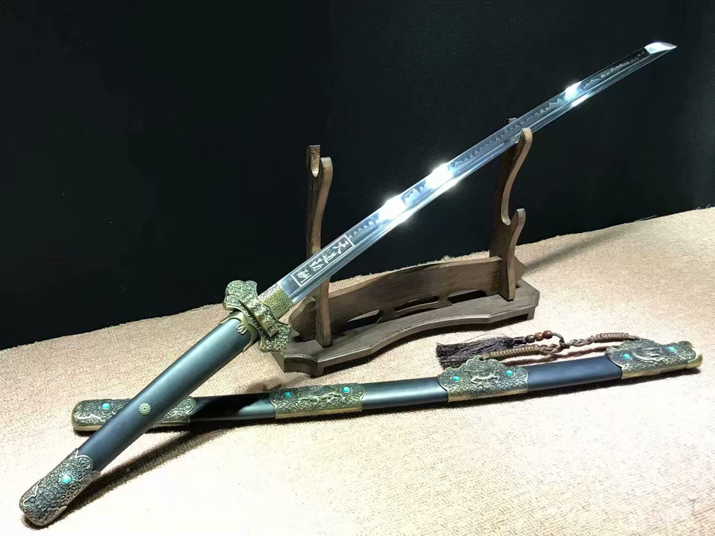 Tang dao,Handmade High carbon steel burn blade,Alloy - Chinese sword shop