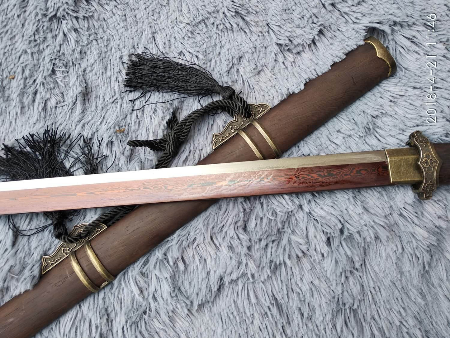Tang dao,Martial arts,Damascus Steel blade,Rosewood,Alloy,Full tang - Chinese sword shop