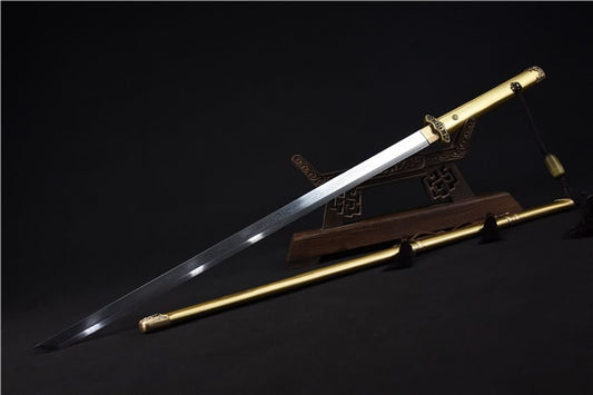 Tang dao sword(Damascus steel blade,Brass scabbard)Full tang - Chinese sword shop