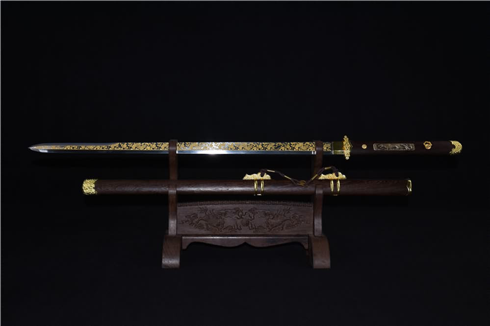 Tang jian sword,High carbon steel etch blade,Rosewood - Chinese sword shop