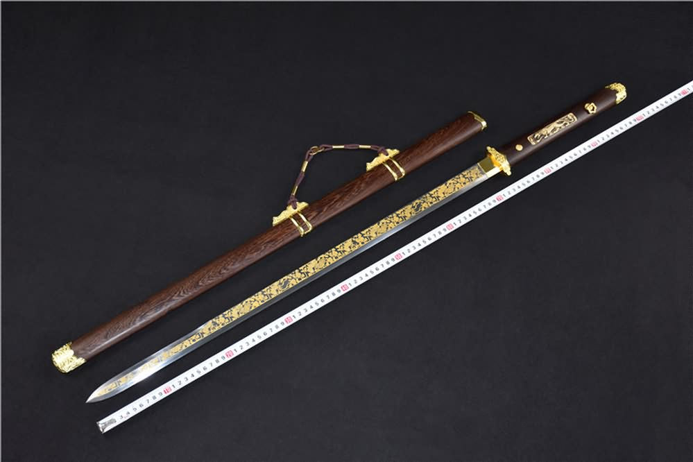 Tang jian sword,High carbon steel etch blade,Rosewood - Chinese sword shop
