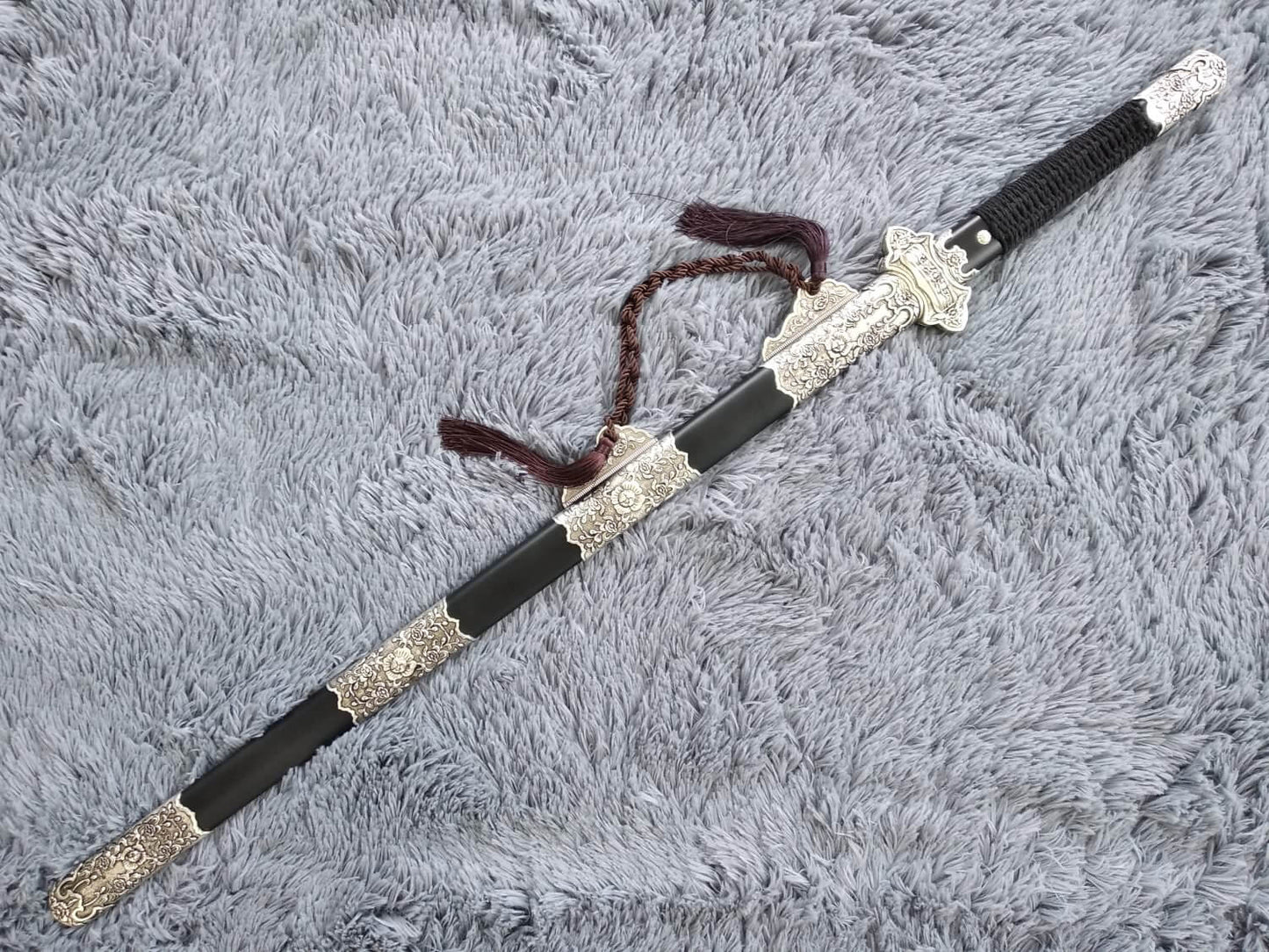 Tang sword,Hand Forged(High manganese steel blue blade,Black wood,Alloy)Full tang - Chinese sword shop