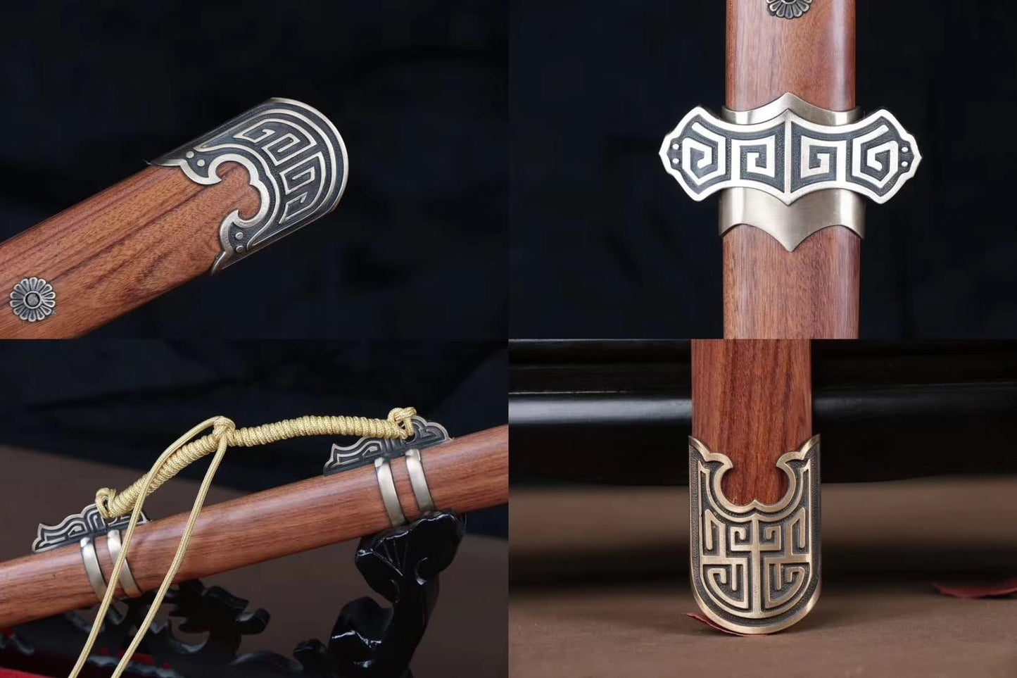 Tang jian,Handmade High carbon steel blade,Rosewood,Brass - Chinese sword shop