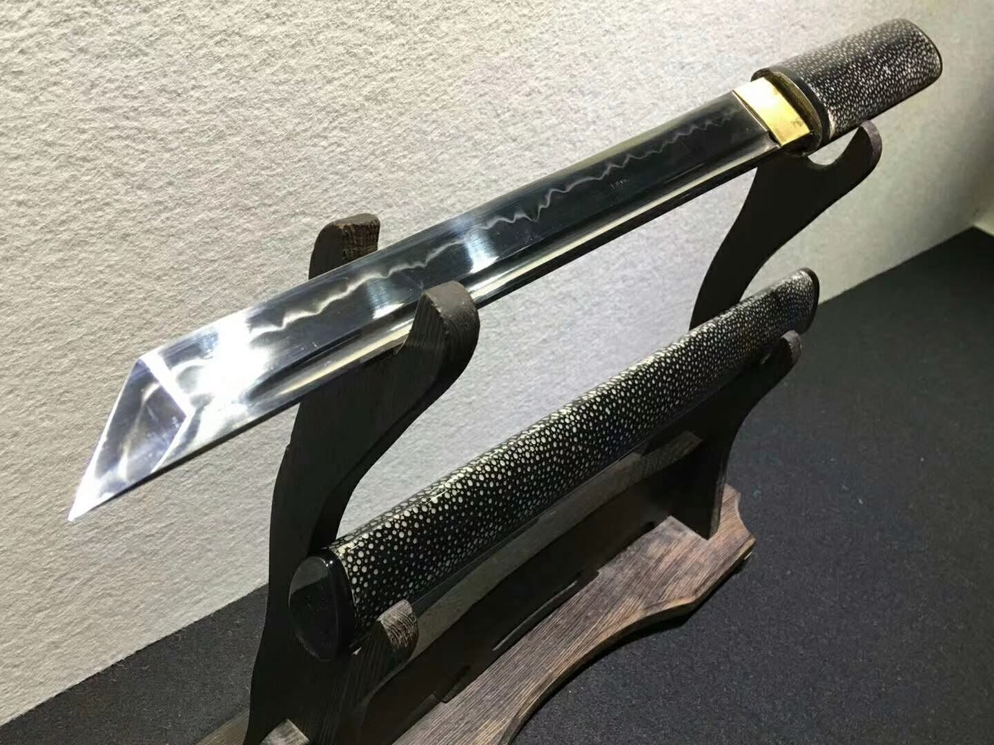 Tanto sword,High carbon steel burn blade,Black skin scabbard - Chinese sword shop