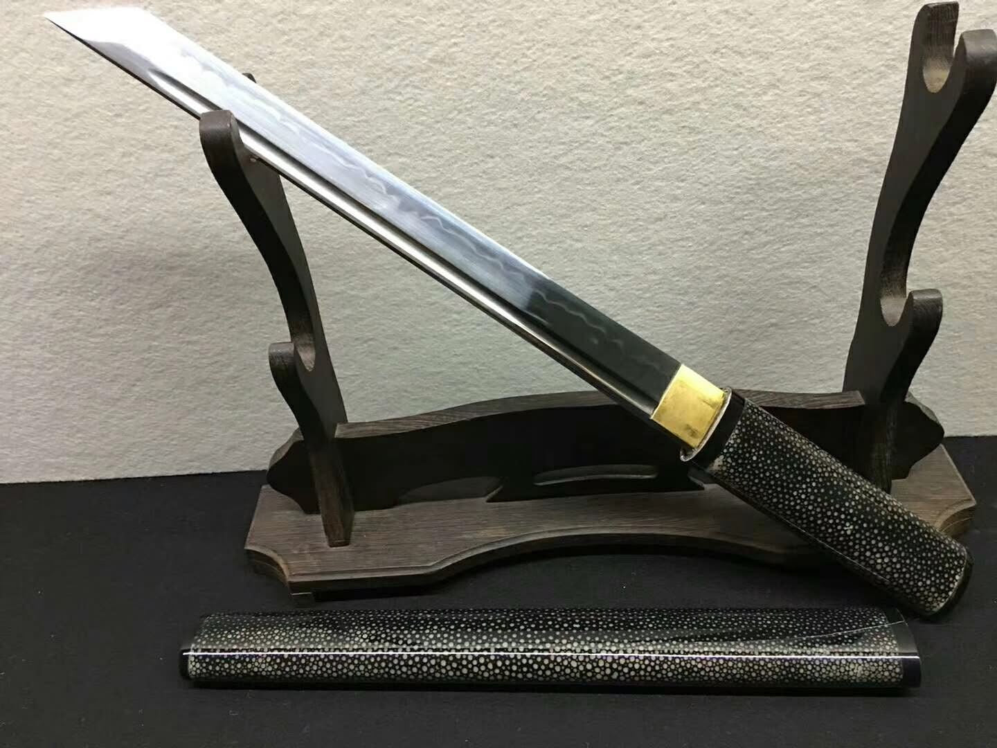 Tanto sword,High carbon steel burn blade,Black skin scabbard - Chinese sword shop
