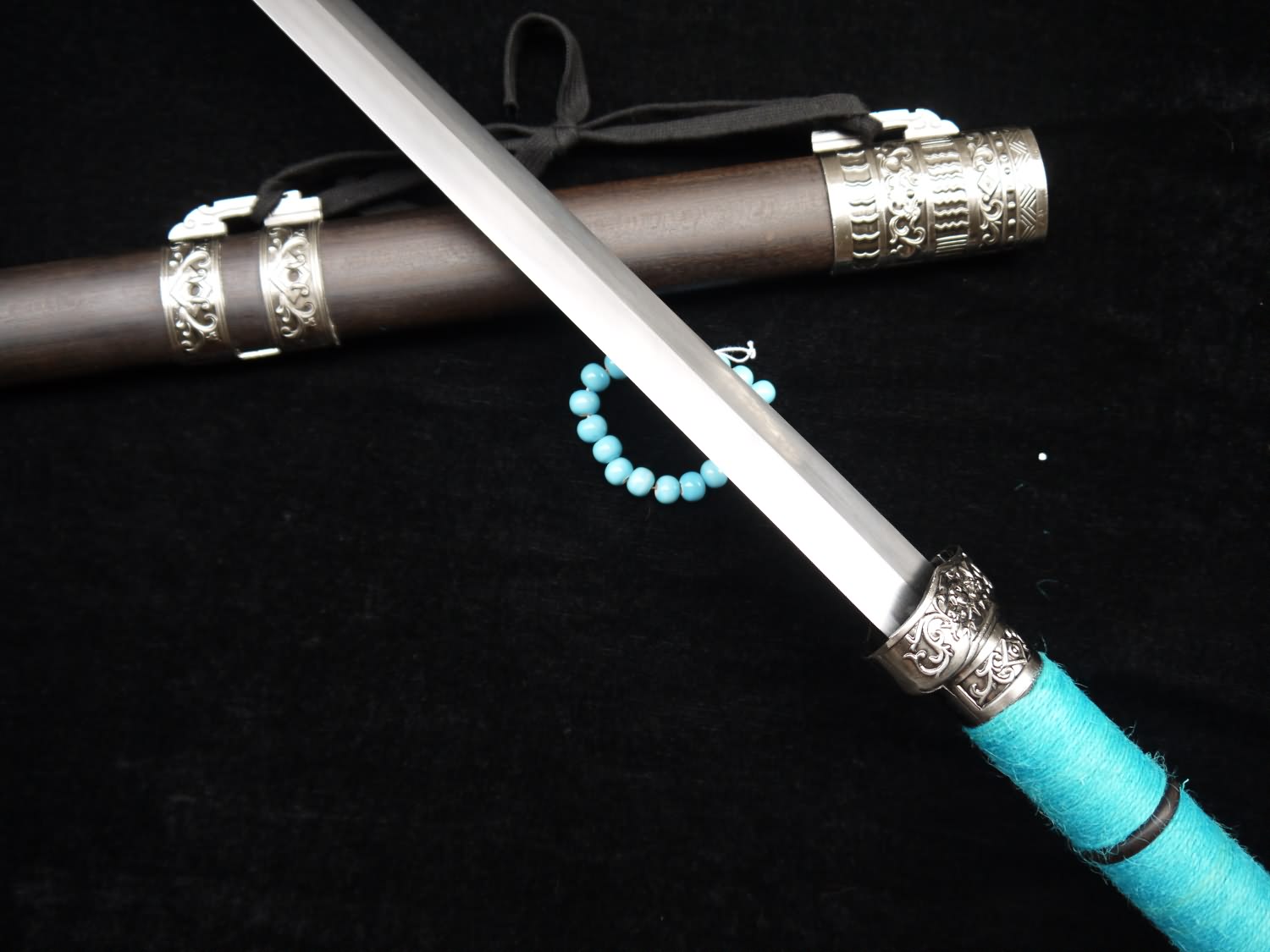 Double-bladed sword(High Manganese Steel,Black scabbard,Alloy)Length 39" - Chinese sword shop