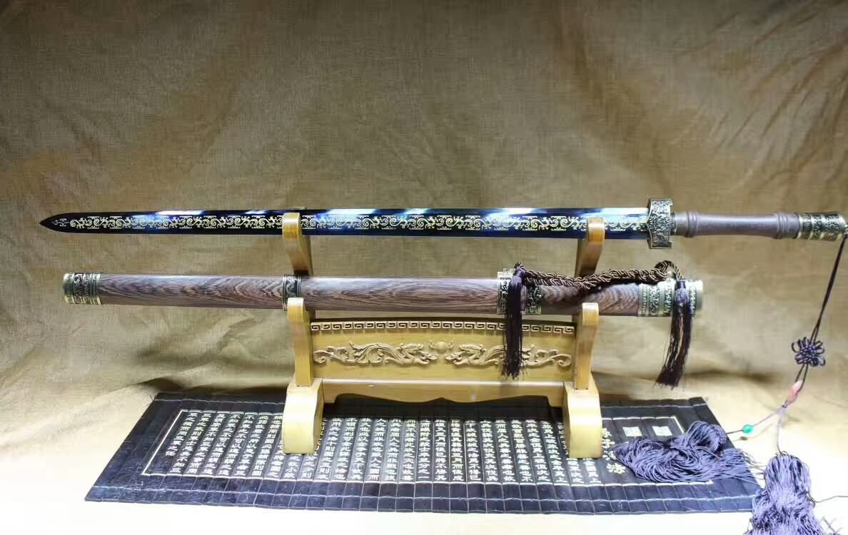 Qin sword(High carbon steel etch blade,Rosewood,Alloy)Hand forged - Chinese sword shop