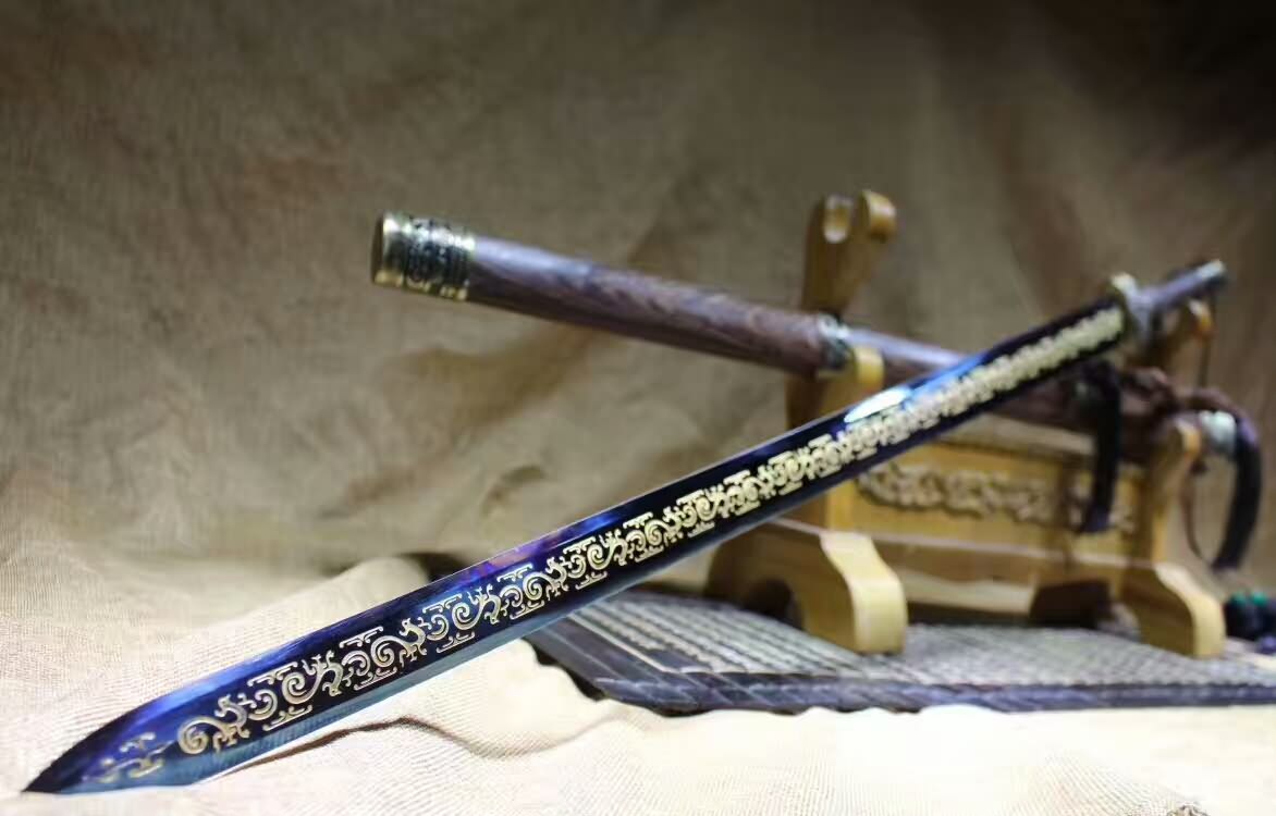 Qin sword(High carbon steel etch blade,Rosewood,Alloy)Hand forged - Chinese sword shop