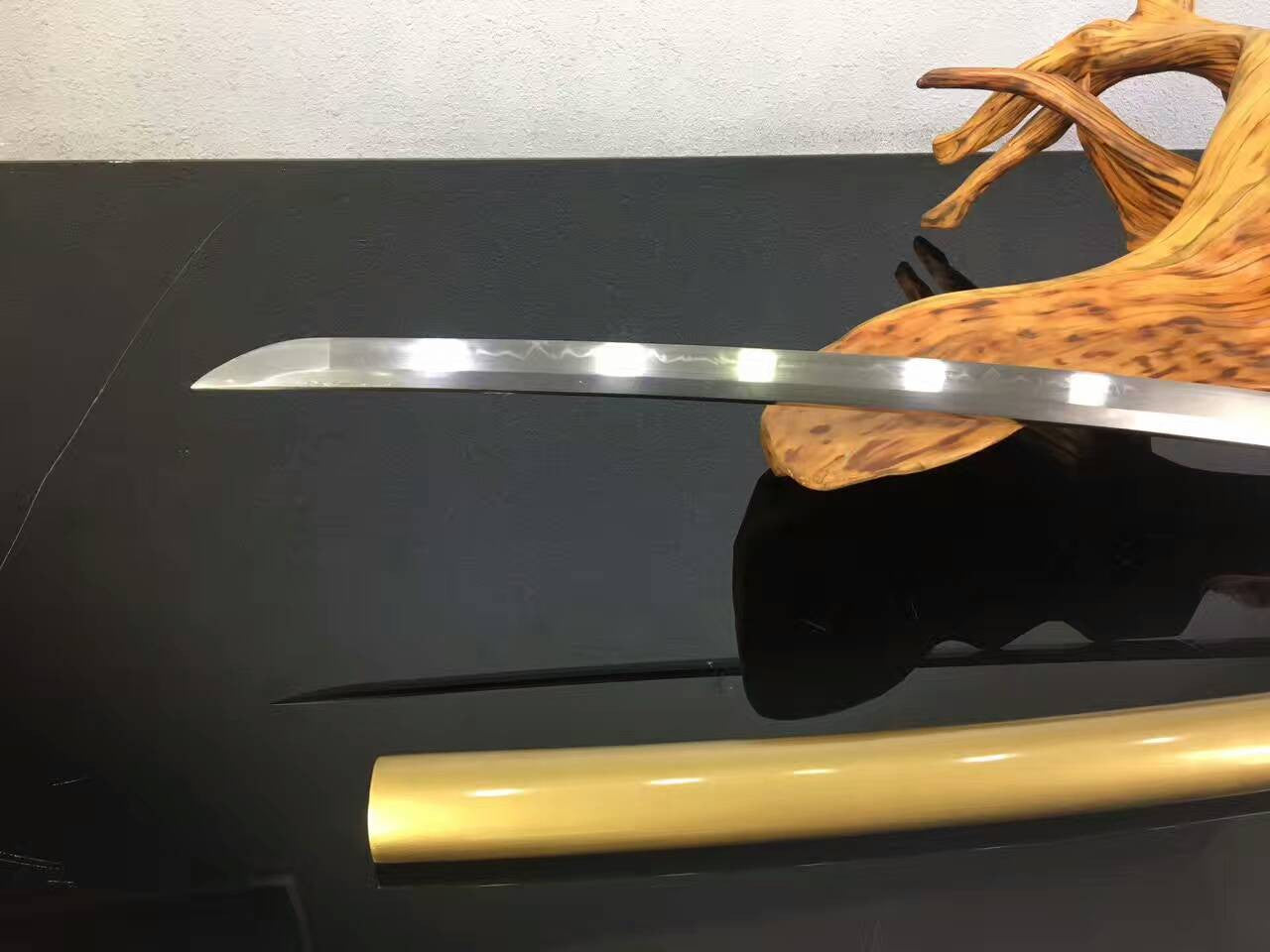 Miyamoto Musashi Katana,High carbon steel blade,Yellow scabbard,Copper fitted - Chinese sword shop