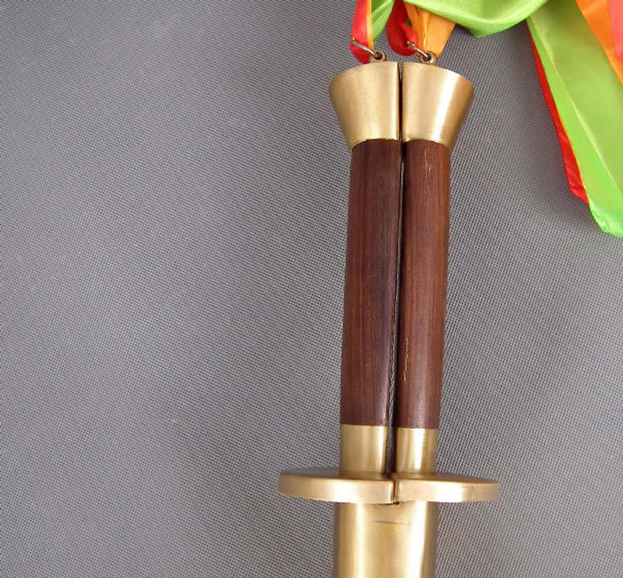 Wushu double sword(Medium carbon steel,Rosewood scabbard,Brass fitted)Length 38" - Chinese sword shop
