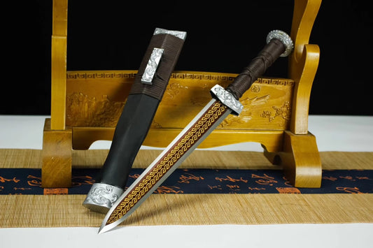 Dagger,Small han jian,High carbon steel blade,Alloy,Black wood scabbard - Chinese sword shop