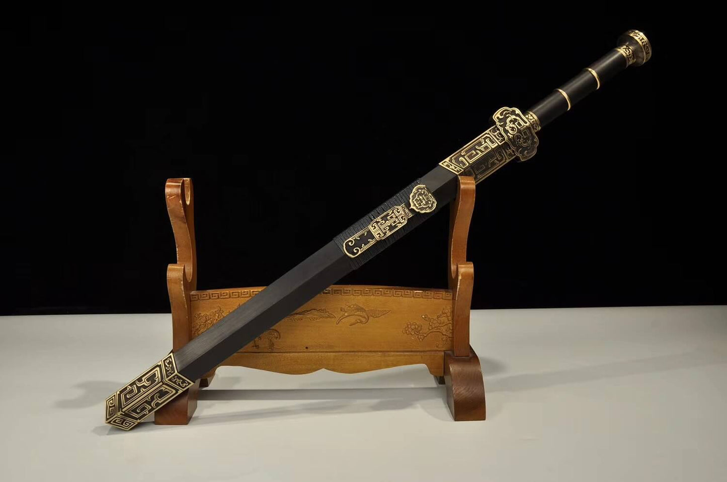 Ruyi sword(Damascus steel blade,Brass,Ebony)Hand Forged - Chinese sword shop