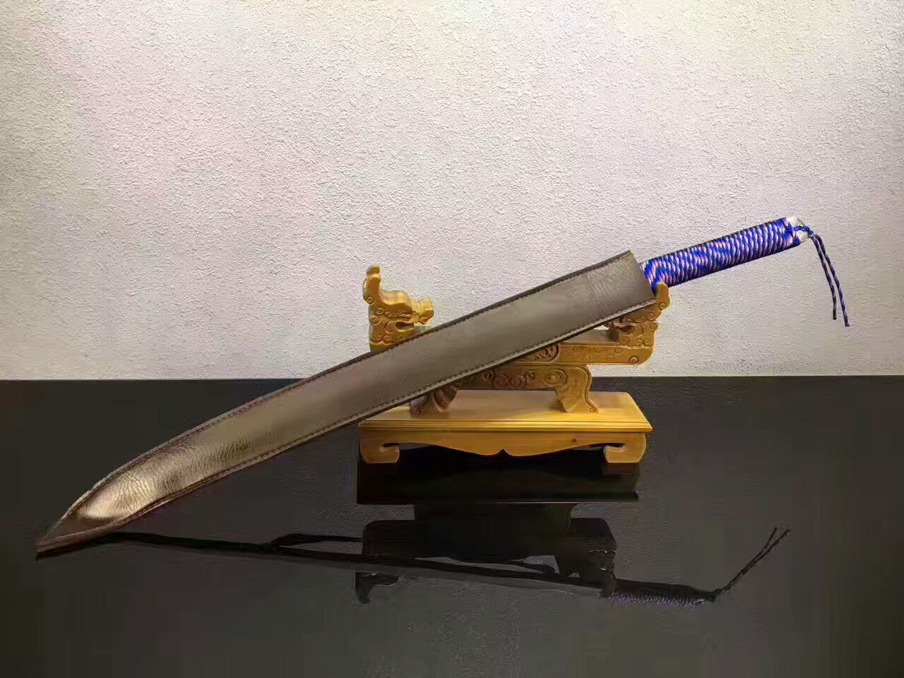 Integrated sword(Damascus steel,PU scabbard)Full tang,Length 30" - Chinese sword shop