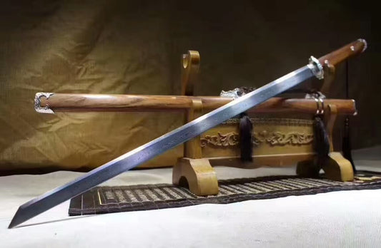 Tang dao,sword(Folding pattern steel,Rosewood scabbard,Alloy)Full tang - Chinese sword shop