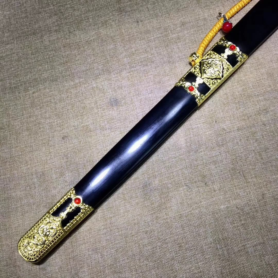 Yongle jian sword,High carbon steel blade,Black wood,Alloy - Chinese sword shop