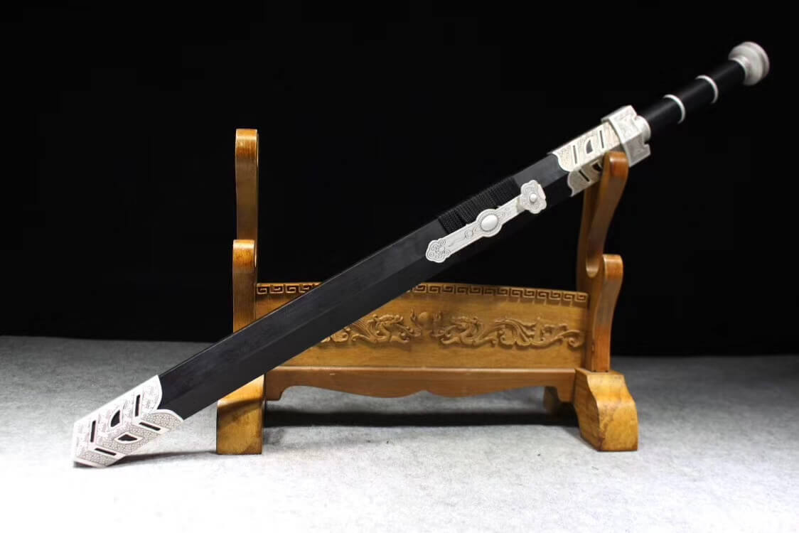 Ruyi sword,High manganese steel etch blade,Black scabbard,Alloy fitting - Chinese sword shop