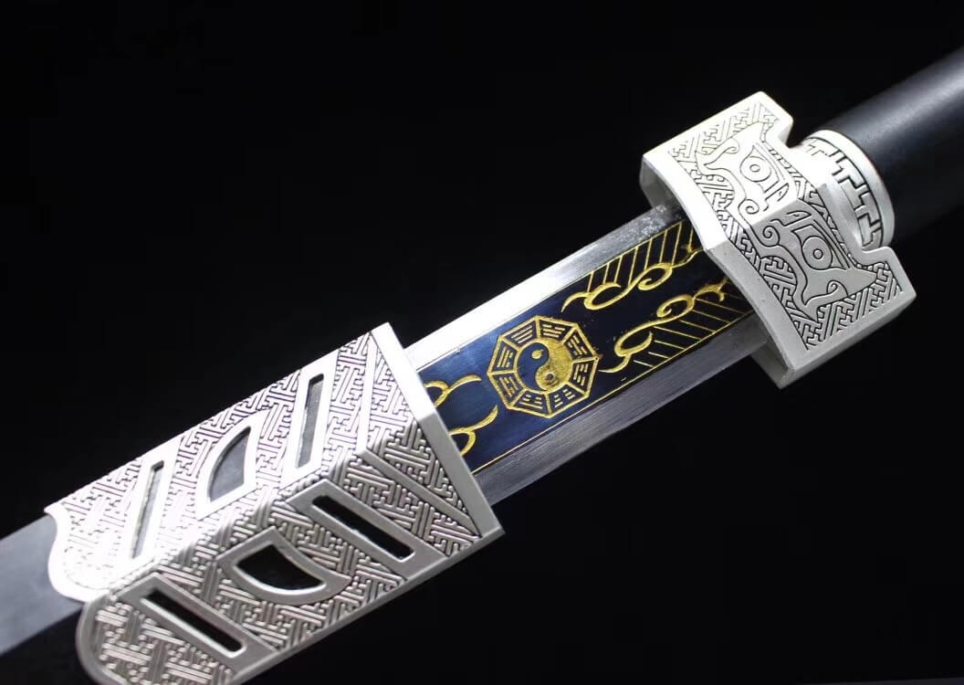 Ruyi sword,High manganese steel etch blade,Black scabbard,Alloy fitting - Chinese sword shop