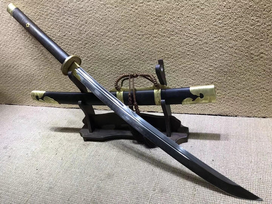 Sabers sword,High carbon steel burn blade,Brass fittings,Black scabbard - Chinese sword shop
