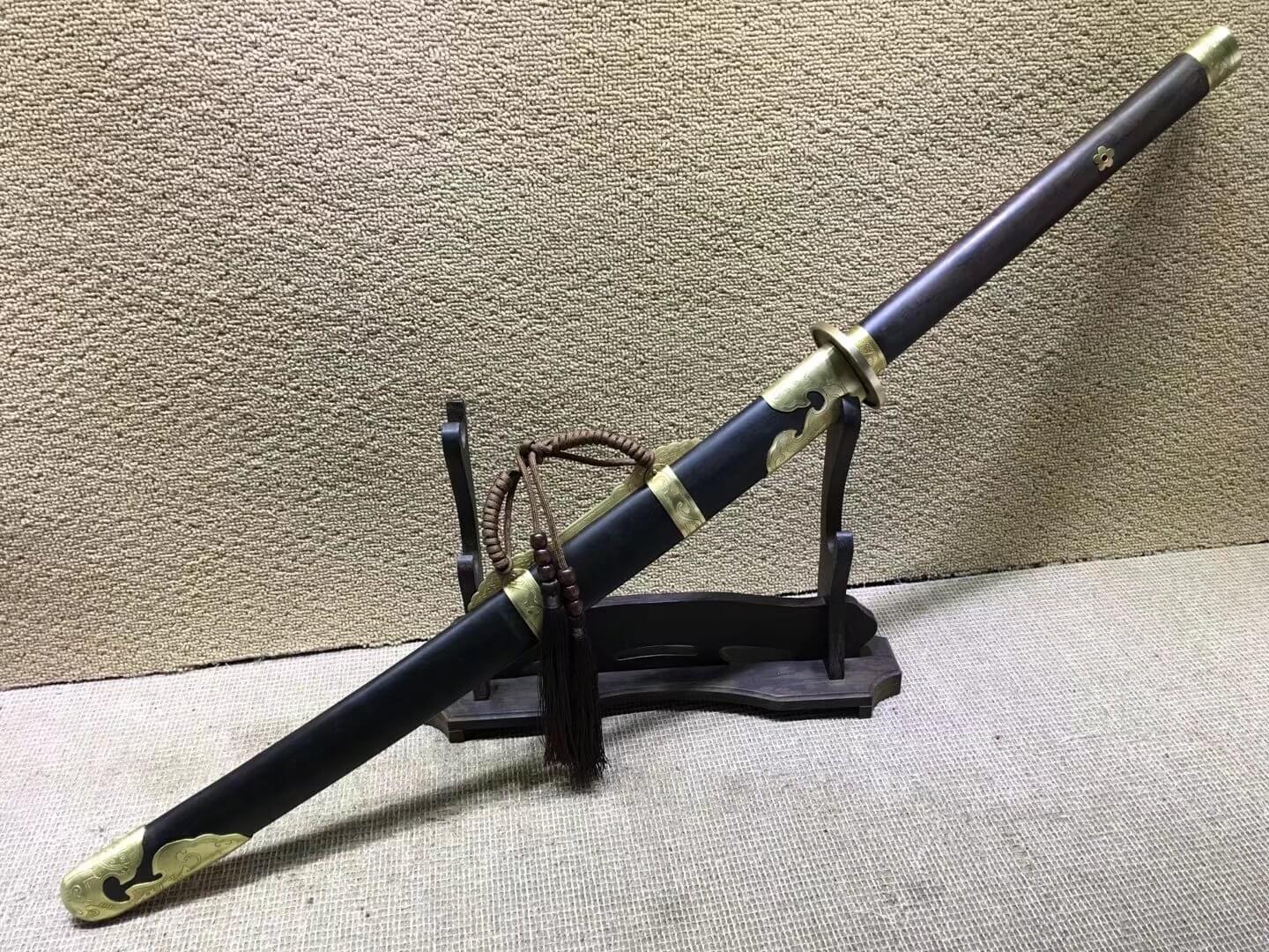 Sabers sword,High carbon steel burn blade,Brass fittings,Black scabbard - Chinese sword shop