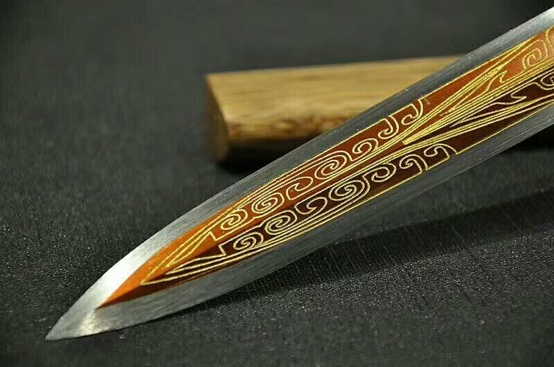 Tang jian(High carbon steel etching blade,Rosewood scabbard)Full tang - Chinese sword shop