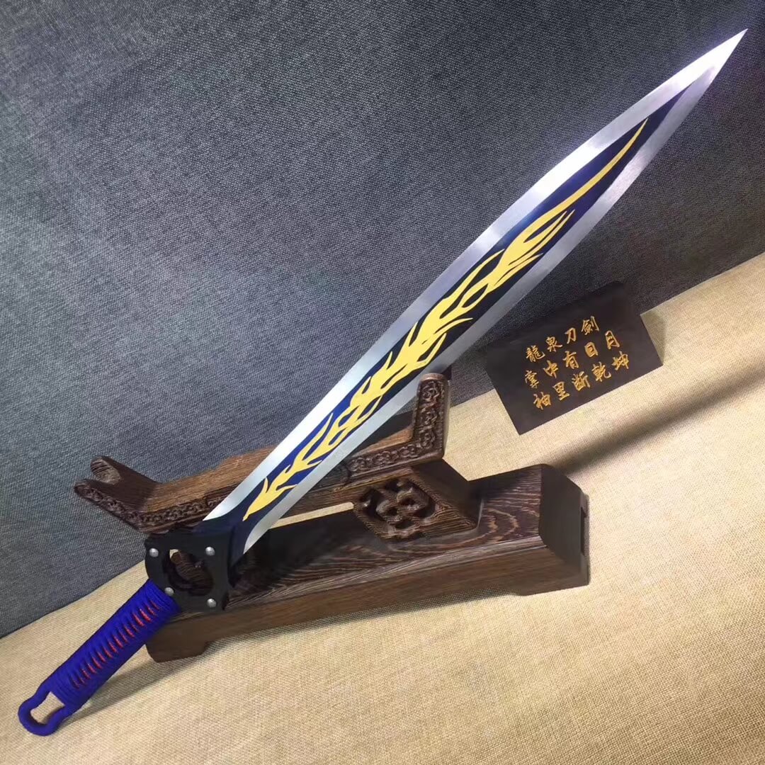 Cosplay sword,High carbon steel blue blade,PU scabbard&Handmade art - Chinese sword shop