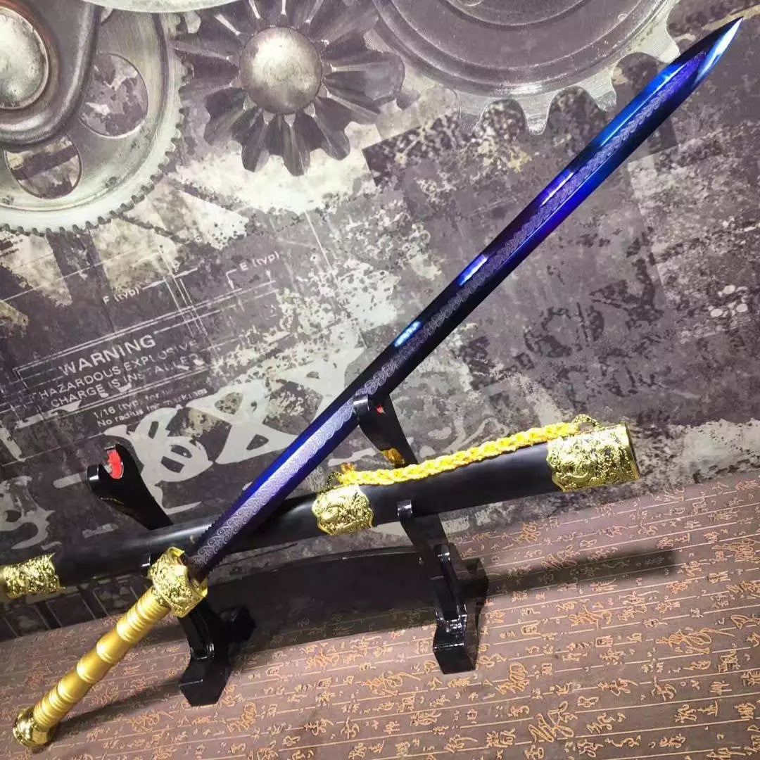 Supreme sword,High manganese steel blue blade,Black scabbard,Alloy fittings - Chinese sword shop