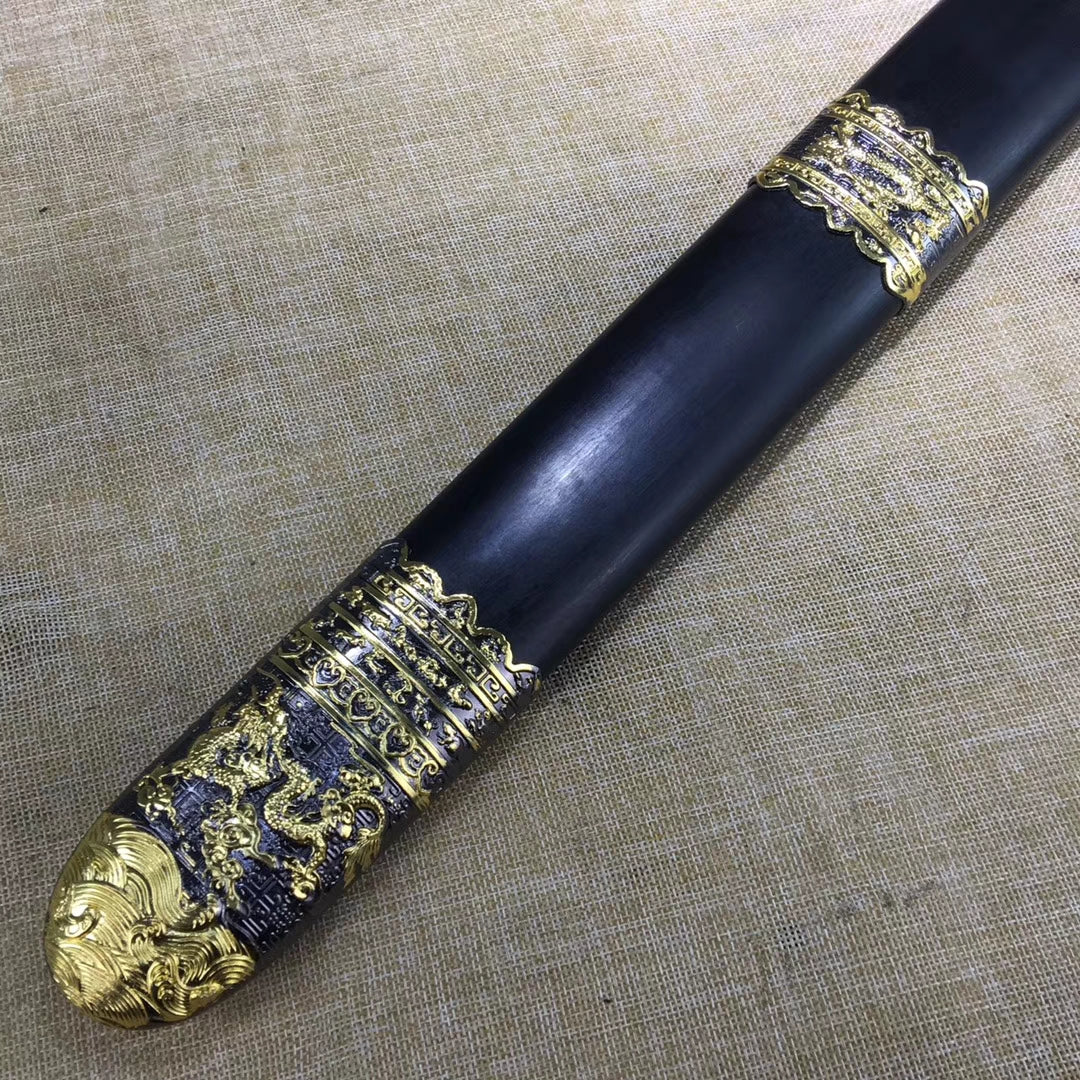 Bagua jian sword,Handmade Damascus steel blade,Black wood,Alloy - Chinese sword shop